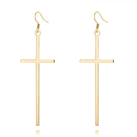Exaggerated Oversize Punk Earrings Vintage Long Temperament Cross Earrings for Women