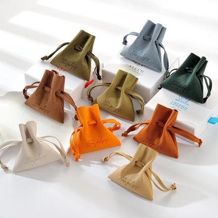 Custom Logo Mini Delicate Drawstring Gift Bags Custom Velvet Jewelry Drawstring Bag Microfiber Gift Packaging Pouch Bag