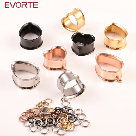 Evorte 10PC DIY Stainless Steel Water Drop Ear Plug & Tunnel Stretcher Earring Expander for Women & Children's Wedding Gift