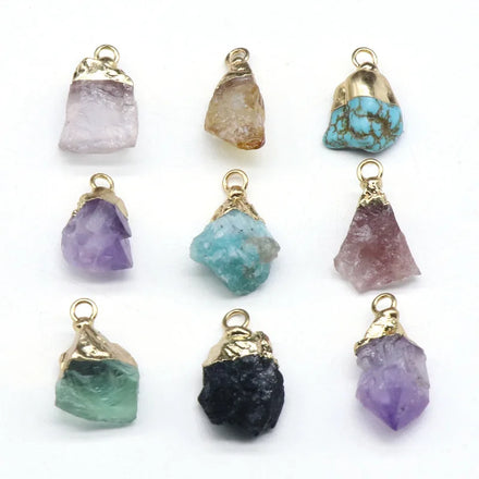 G1735 Women Healing Raw Gemstone Stone Charm Jewelry Rose Quartz Amazonite Crystal Pendant