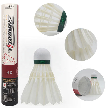 Original Factory Birdie 12-Pack Durable Duck Feather Hybrid 3in1 Shuttlecock for Professional Badminton Players
