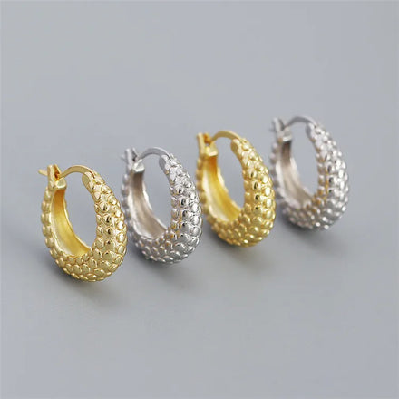SP Silver Earrings 925 Sterling Statement Chunky Round Hoop Earrings 925 Sterling Women