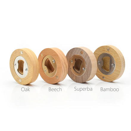 Stocked Blank Wooden Round Shape Beer Bottle Opener for Kitchen
