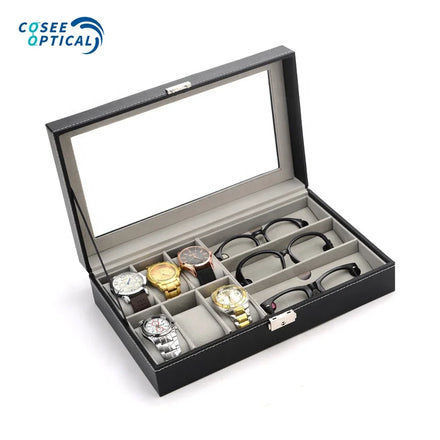 6 Slot Watch Glasses Storage Box Sunglasses Display Case Organizer for Men