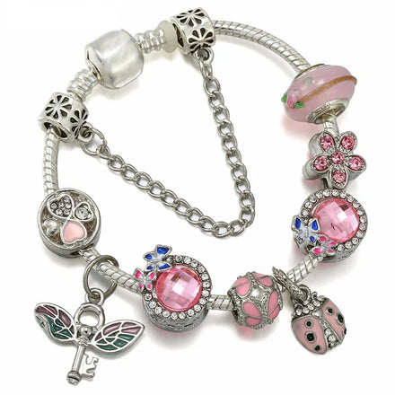 Lovely Ladybug Wing Pendant Designer Charm Bracelets Famous Brands European Lady Children's Bracelet DIY butterfly Lucky Grass