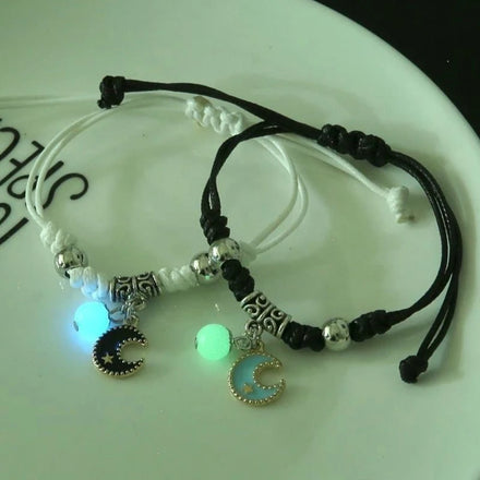 Rinhoo Luminous Couple Lover Bracelet Heart Key Star Cross Friendship Bracelet Magnetic Adjustable Charm Bracelet Jewelry Gifts