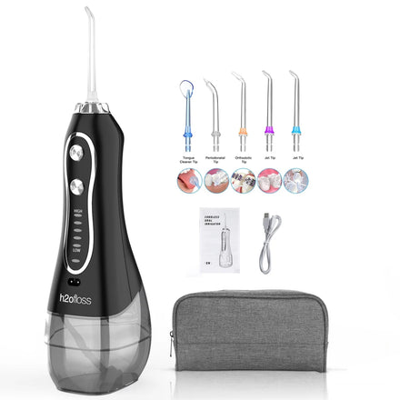 Rechargeable and Portable Water Flosser with 5 Tips  for Personal Teeth Whitening Oral Jet Flosser