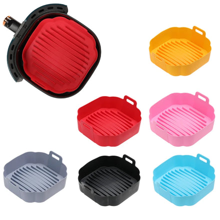 TURFOX Factory Square 8-Inch Food Grade Silicone Air Fryer Pot Liners Reusable Non-Stick Eco-Friendly Dishwasher Safe up 230