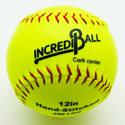 Wholesale 4 Fans Incredi Ball Game Quality Softball Balls 12 Inch Yellow Pvc Leather High PK Grade Cork Center Softball Balls