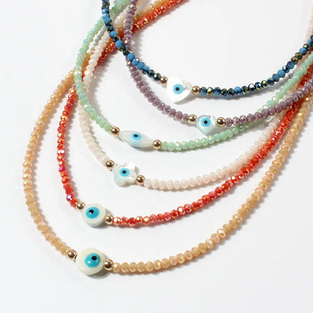 Delicate Crystal Beaded Necklace Lucky Eye Necklace for Women Girls Jewelry