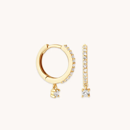 Wholesale Cheap Trendy Gold Plated 925 Sterling Silver Tiny Hoops Solitaire Diamond Dangle Earring for Women
