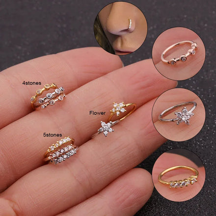 Nose Ring Indian Style Heart Nose Cuff  Piercing Nariz Jewelry Crystal Butterfly  Nose Ring Non Piercing Clip on