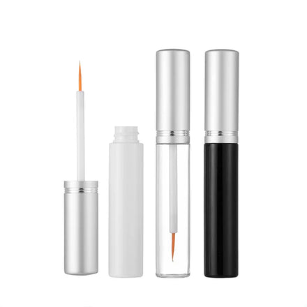 Wholesale Custom Logo Print 5ml Aluminum Clear Black Empty Mascara Wands Tube With Brush Packaging With Eyelash Wand