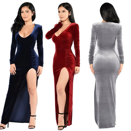 Elegant New Style Long Gowns Party Evening Women Dresses Side Slit Evening Dresses for Women