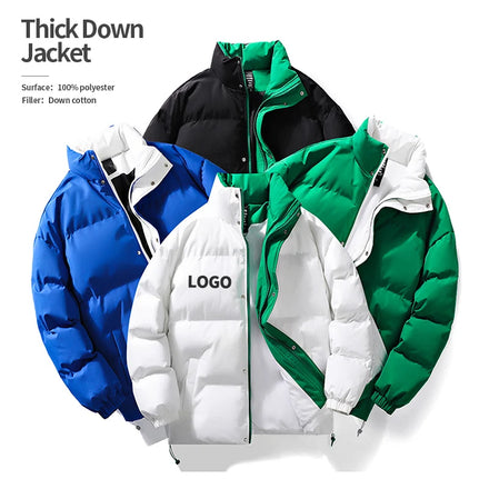 Thickening Puffer Jacket Custom Embroidery Windproof Warm Winter Men's Coats