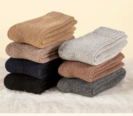 European English Patchwork Thermal Warm Merino Wool Thick Socks Men Women for Winter