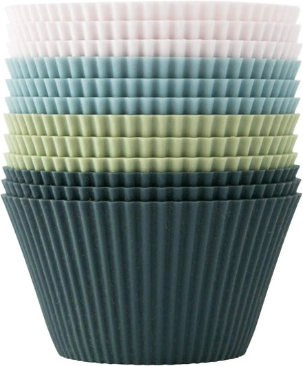 Kitchen Reusable Rainbow Colors Silicone Baking Cups BPA Free Dishwasher Safe