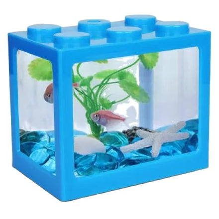 Mini Eco-Friendly Aquarium Betta Fish Tank with USB LED Lighting Transparent Plastic Living Room/Office Use