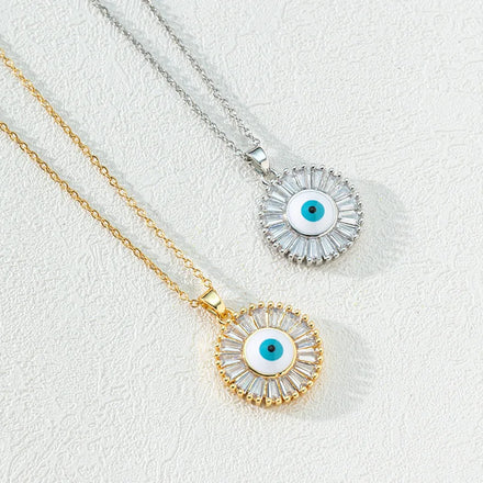 Hot Selling Devil's Eye Pendant Necklace Micro Cubic Zircon Gold Plated Link Chain Evils Eye Necklace