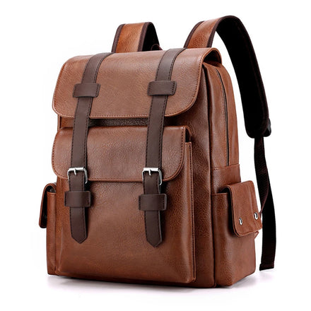 Big Capacity Waterproof Anti Theft Leather Usb Charging Travel Backpack Multi Pocket