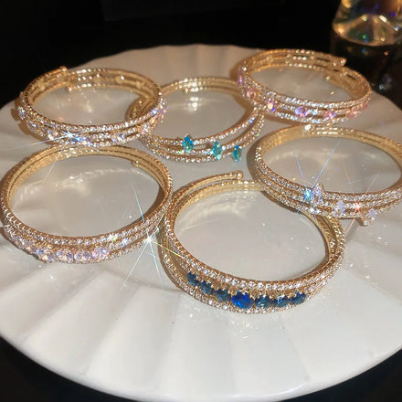 DAIHE Fashion Jewelry Women Friendship Copper Bracelet Multi-layer Zircon Adjustable Bracelet