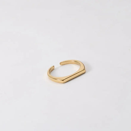 Joolim Stainless Steel Jewelry Wholesale 18K Gold Plated Dainty Shiny Narrow D Open Rings for Women Fashion Rings