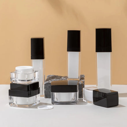 Empty Square White and Black Color 15ml 30ml 50ml 100ml 15g 30g 50g Cream Lotion Pump Acrylic Cosmetic Bottle Packaging