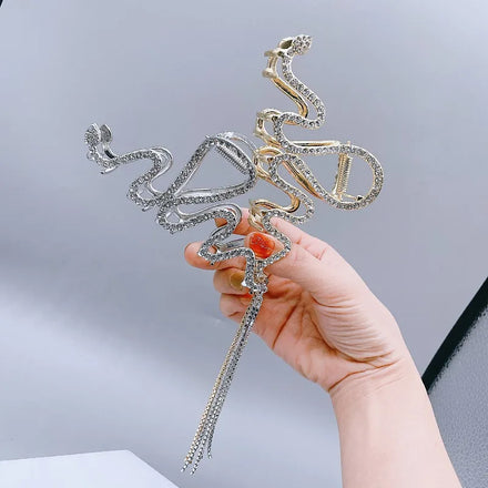 Snake Shaped Curly Hair Accessories Fashion Large Hair Volume Ponytail Extension Metal Material Tassel Hair Claw Clips