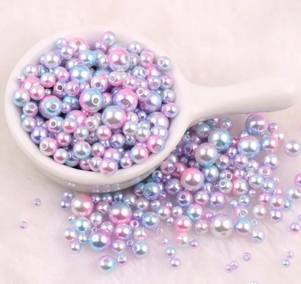 3-8mm Perforated Gradient Multicoloured Loose Pearls Illusion Pearls Necklace Bracelet Diy ABS Beads