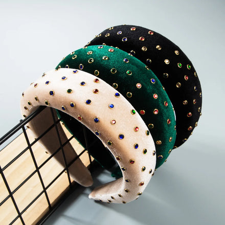 Newest Women Broadside Sponge Diamond Beaded Headband Wedding Hair Accessories Hair Band
