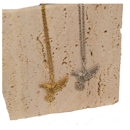 Wholesale Hot Selling Fashion Chic Stainless Steel Gold Plated Hummingbird Animal lion Pendant Necklace for Women China Supplier