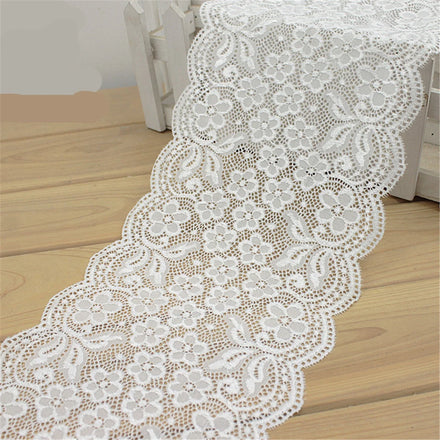 1M Elastic Flower Embroidered Lace Trim Ribbon DIY Accessories Garment Fabric Sewing Craft 18cm Wide