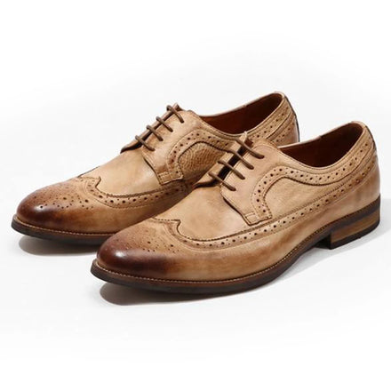 Men's New Fashion Casual Oxford Shoes Durable Breathable Full-Grain Leather Dress Shoes Office Wedding Suitable Genuine Upper
