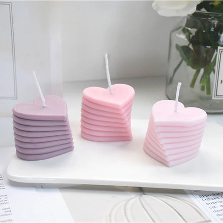 3D Rotating Love Candle Mold Stacking Heart-shaped Aromatic Candle Gypsum Process Resin Soap Cake Candle Mold Decoration