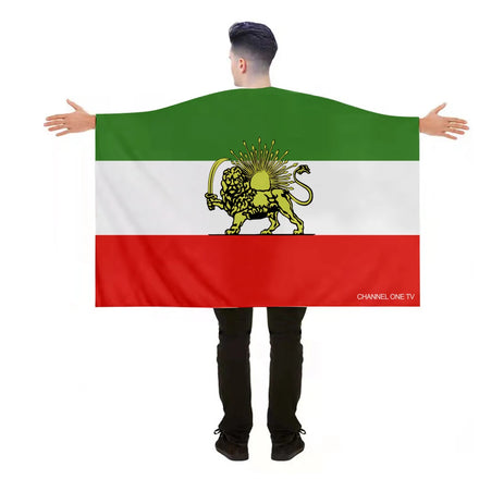 High Quality Old Historic Iran Lion Sun Flag Post-Constitutional Revolution Cape Digital Printing Wearable Flag Iran Persia Iera