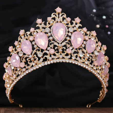 Qushine Big New Green Bridal Crown Princess Tiara Headband Alloy Party Accessories for Women's Birthday or Wedding