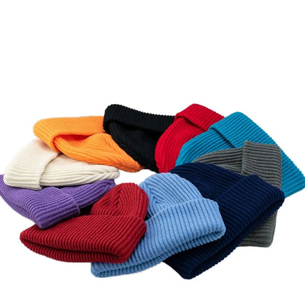 Custom Logo Fashion Wholesale Blank Multi-color Unisex Winter Hat Knit Beanie Hat