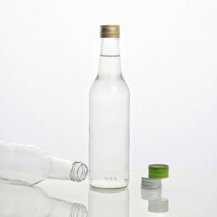 In Stock Wholesale 330ml Cork Sealed Mineral Water Glass Bottles for Brandy Tequila Energy Drinks