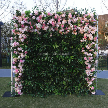 3D Customize Size Wedding Arrangement Decoration Green Grass Leaves Artificial Flower Wall Backdrop