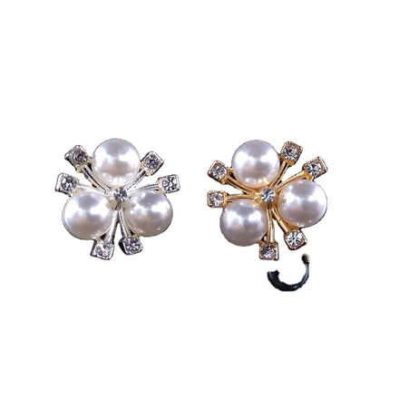 Wholesale Little Diy Jewelry Findings Alloy Craft Headwear Accessories Garment Flower Shape Gold Silver Bottom Pearl Rhinestones