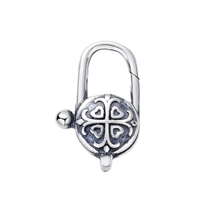 Wholesale Handmade Textured 925 Silver Clover Cross Clasp Oxidized Patterned Lobster Claw Clasps for Bracelets