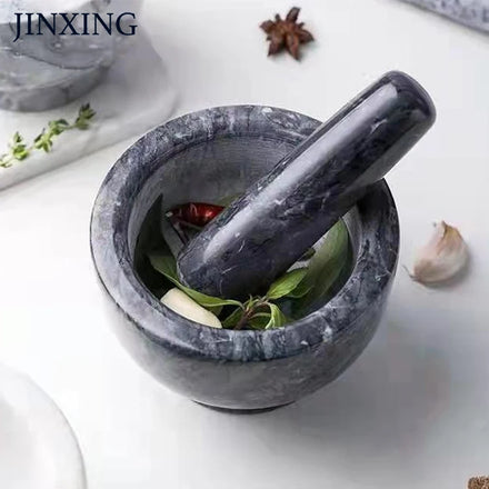 2022 Hot Sale Jin Star Eco-Friendly White Stone Marble & Granite Mortar and Pestle 13x13x9cm for Kitchen Spice Tools