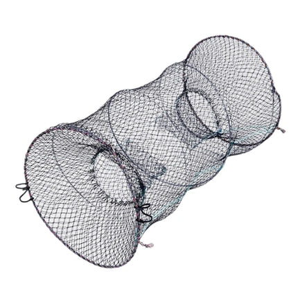 New Design 6 Strands Black Telescopic Folding Nylon Crab Fishing Basket Net