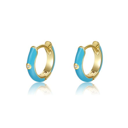 Designer Painting Oil Simple Solid Color Women Zircon Round Geometric Earring Copper Plated 18K Gold Brass Small Hoop Earring