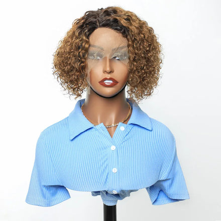 Cheap Curly Transparent Virgin Hair Wig 180% Density Brazilian Virgin Hair 13x1 T Lace Frontal Human Hair Wigs for Black Women
