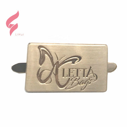 Lihui Factory Direct Custom Luxury Metal Logo Tags Plates Letter for Bags-Engraved Water Resistant Eco-Friendly Nickel Color