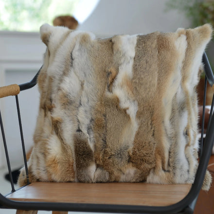 Two Sided Fur Rex Rabbit Pillow Cushion Cover/