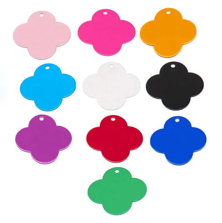 Aluminum Alloy Four-leaf Clover Dog Tag Metal Laser Id Anti-loss Address Cat Tag