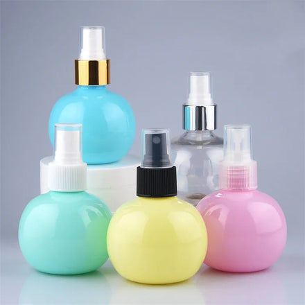 Biodegradable 120ml pink clear Blue Green Plastic Bottle with Mist Spray Trigger in Ball Shape for Cleaning Solution Bottles