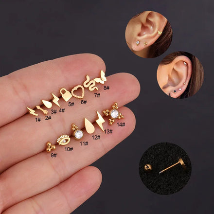 Hoop Rook Daith Conch Tragus Cartilage Earrings Stainless Steel Christian Wedding 16G Women's Forwards Helix Piercing Jewelry